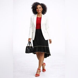 Max Studio Black High Low Midi Skirt Size S | Ruffle Hem Elastic Waist